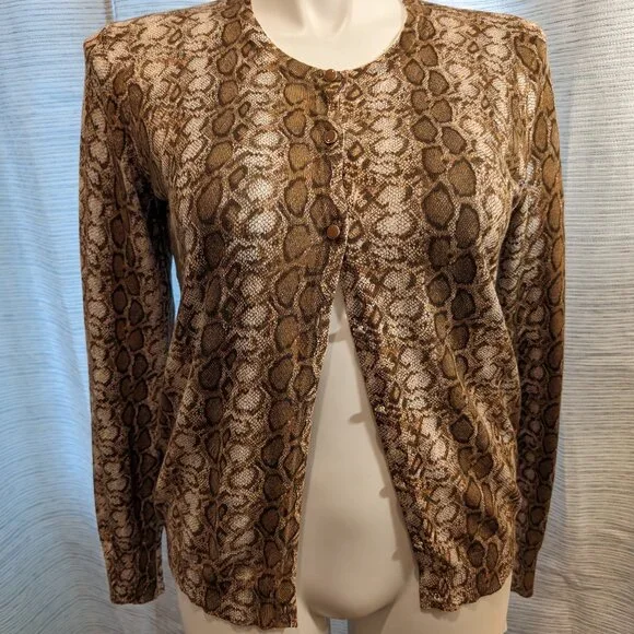 ava paige Sweaters Snakeskin Print Cardigan Sweater Nwt Size L